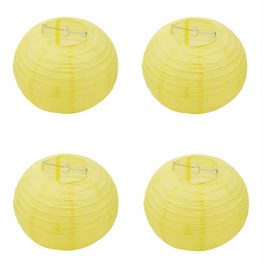 10 Inch Yellow Paper Lanterns Decorative Chinese/Japanese Hanging Round Paper Lanterns for Wedding, Christmas, Birthday, Home Party Decor (4pcs)