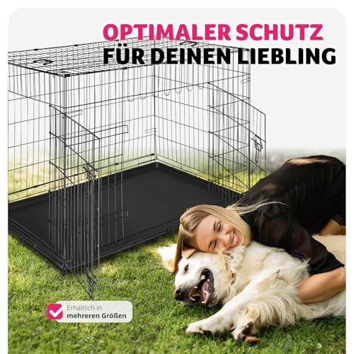 tectake® Hundekäfig, Hundegitter Box, Dog Kennel, Hundebox faltbar, Transportbox stabil, für Hunde und Welpen, für Kofferraum, Auto, Camping und Zuhause, Wohnung - 121,5 x 75,5 x 80,5 cm
