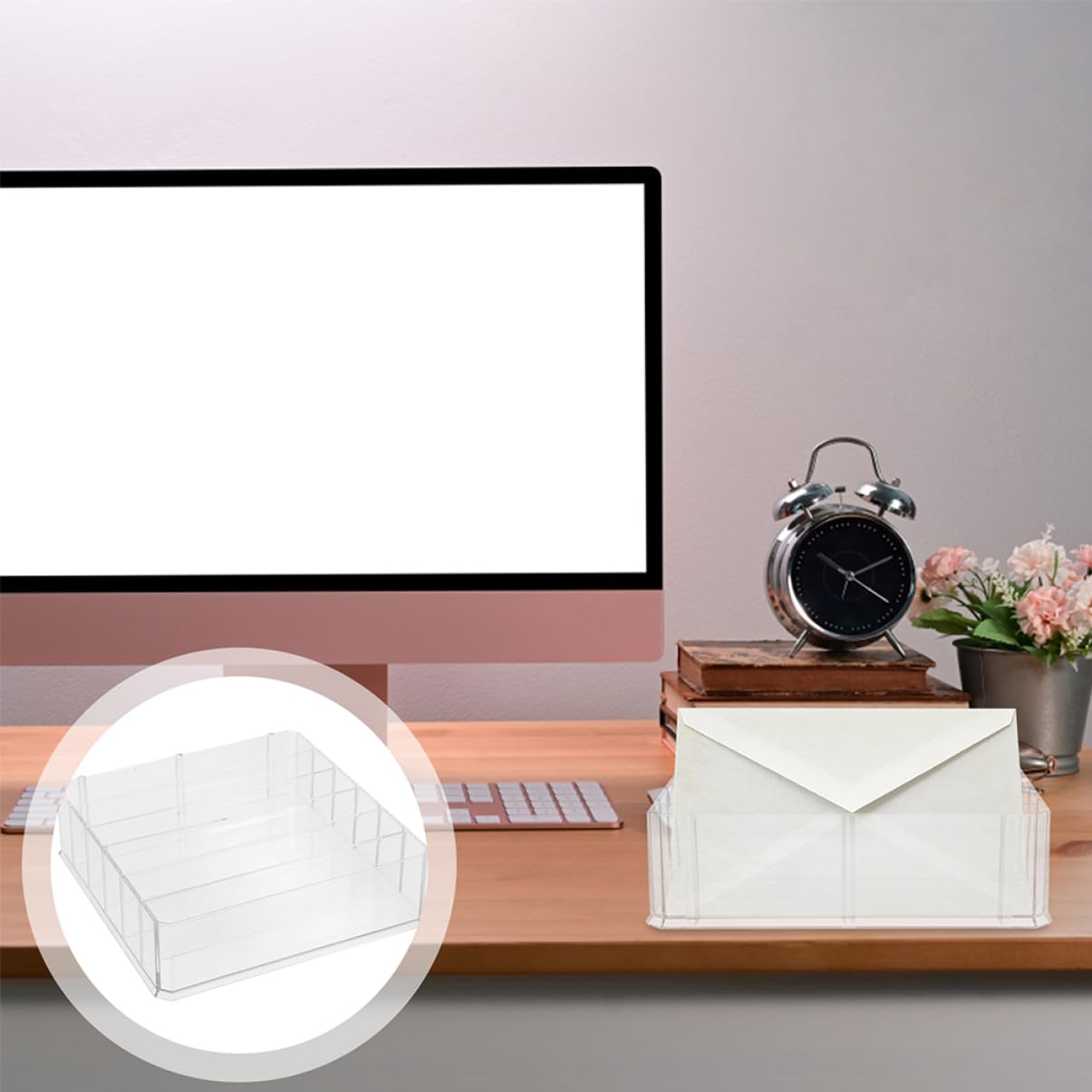 Boîtes de Rangement Organisateur de Billets avec Compartiments Multiples en Acrylique Transparent Lot de 2 Facile à Nettoyer, pour Bureau et Comptoir