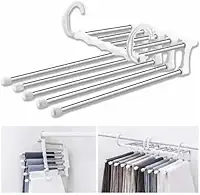 Cabide para Calças Organizador Múltiplo Inox 5 espaços