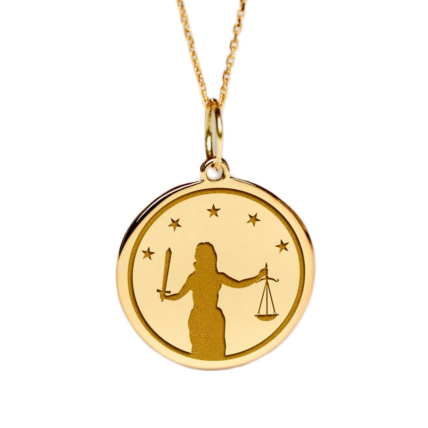 Collana in argento sterling 925 da 22-24 mm | catena da 18 pollici | collana con la giustizia | per laureati in giurisprudenza | gioielli fatti a mano con placcatura in oro | WW_PNK_02119
