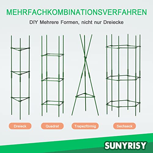 SUNYRISY Tomaten Rankhilfe im Set, Pflanzenhalter für Tomaten, Rankhilfen für Kletterpflanzen, Pflanzenstütze für Blumen & Nutzpflanzen, DIY Einstellbar 6er Set, 120 cm Höhe, Grün 4