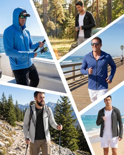 Image of Roadbox Men's UPF 50+ Zip Up Sun Hoodie, UV Protection Lightweight Jacket