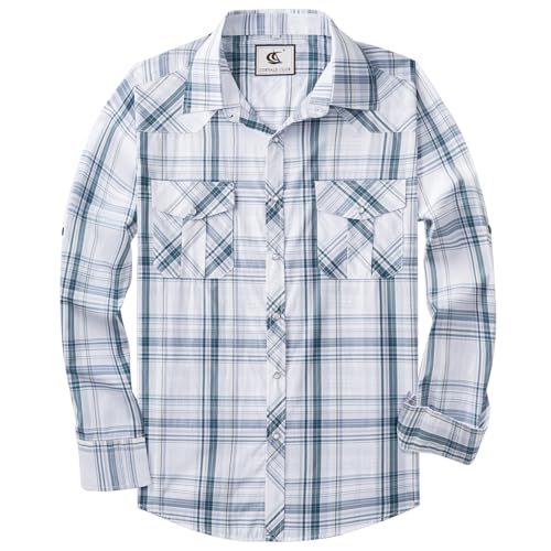 Paul Fredrick Shirt Mens 18x35 Blue Windowpane Classic Fit Non Iron Cotton