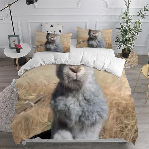Taies d'oreiller filles parure de couette lapin 3D microfibre