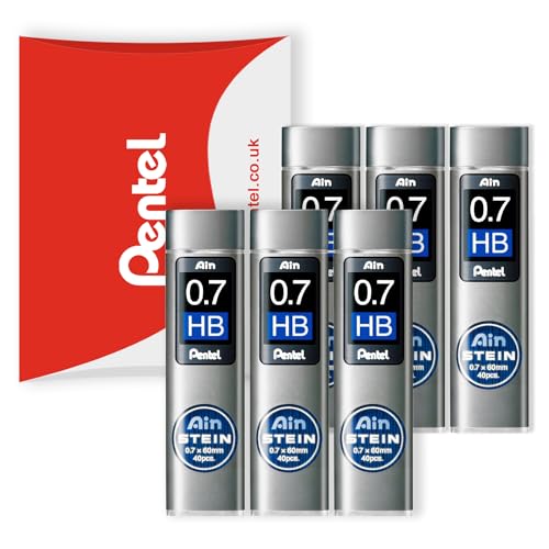 Pentel Ain Stein Mechanical Refill Leads - for Automatic/Mechanical Pencils - in Pentel Pillow Packaging (0.7mm HB, Pack of 6)