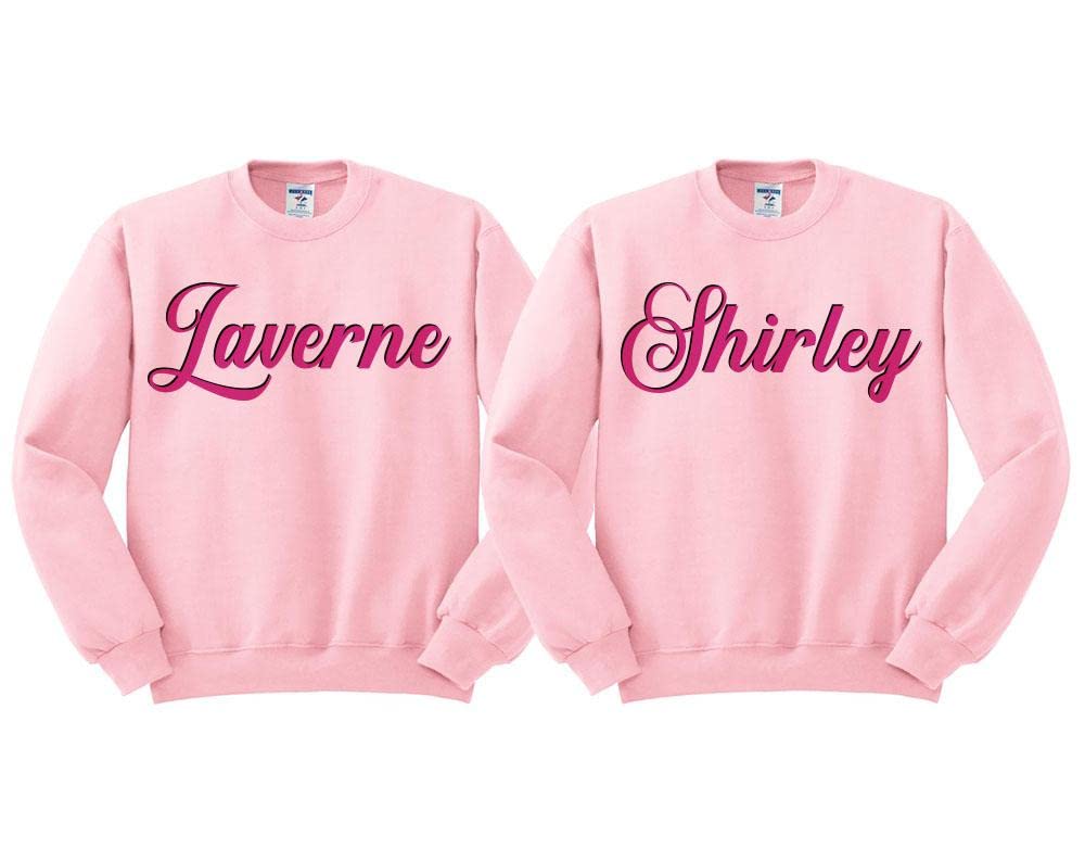 Laverne and Shirley Duo Best Friends Sweatshirt Unisex Pink
