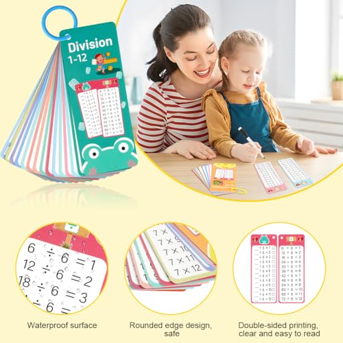 AOOHA Mathe Karten für Kinder, 60 Stück Mathematik Lernkarten mit Löschbaren Stiften, Kleine Einmaleins,Rechenhilfen Mathe für Addition, Subtraktion, Multiplikation und Division Verwendet