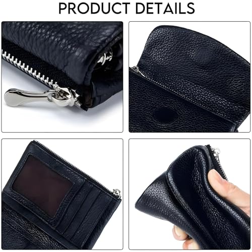 Unisex Pebble Leather Wallet,Short Genuine Leather Purse For Coins And Cards,Unisex Soft Pebble Leather Wallets For Women (Lavender purple) 5