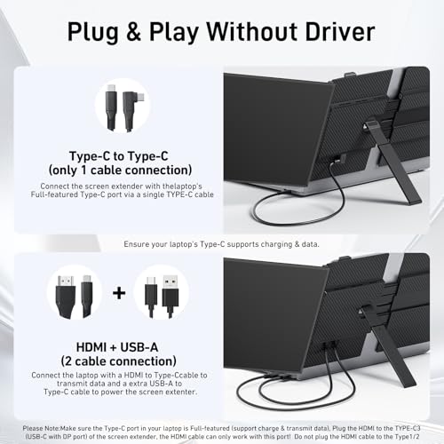 Image of Vixtan Laptop Screen Extender 15.3 inch FHD 1080P Portable Dual Monitor | 1.7lbs Ultra-Light & Ultra-Slim, USB-C Plug & Play No Driver, Fits 13-17 inch Laptops, Win /MacOS /Chrome /Android, Aluminum Alloy