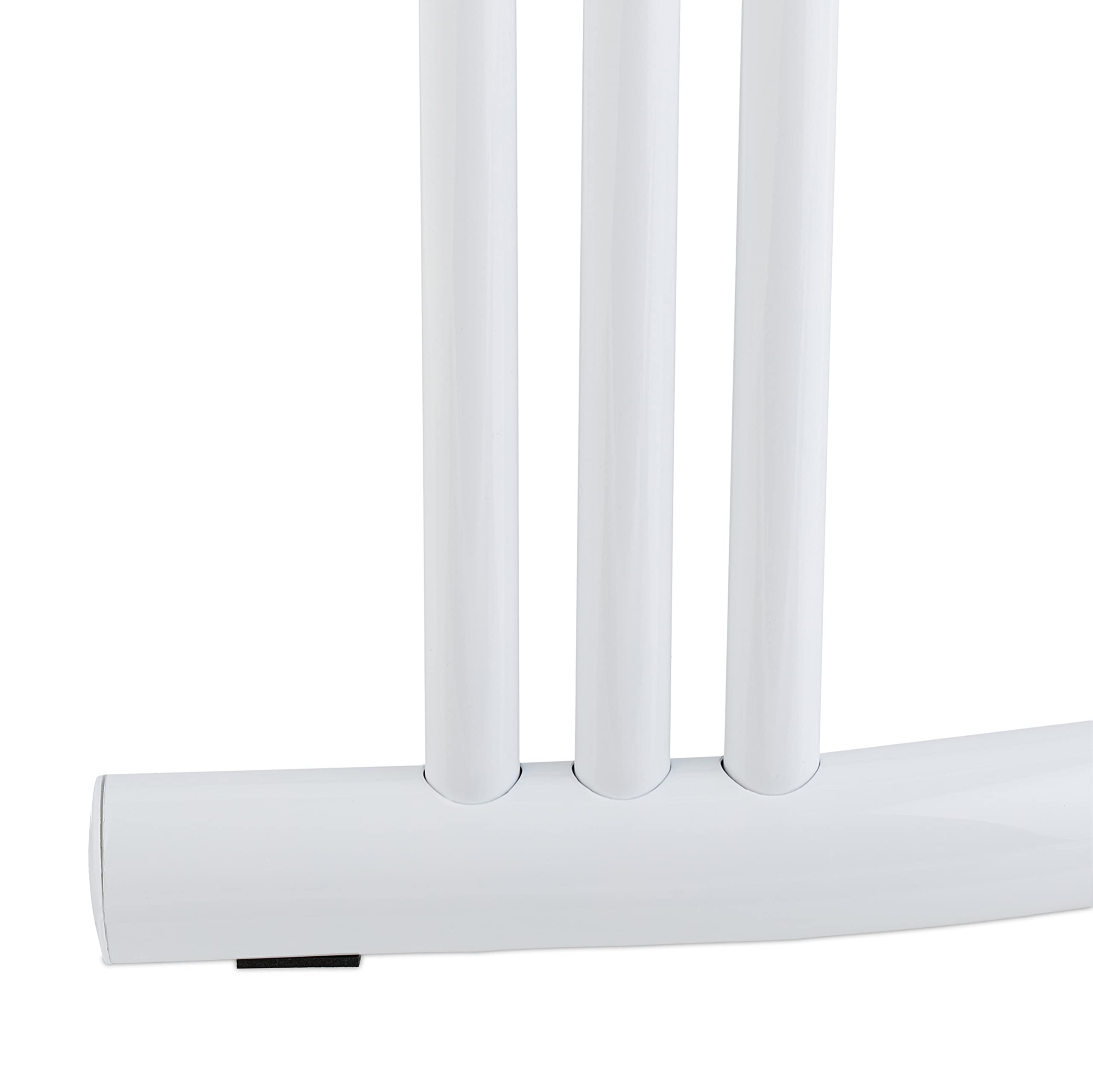 Relaxdays Porte-Serviettes Non Fixe, 3 Barres, HxLxP: 86 x 66 x 21 cm, Support Salle de Bain, Semi-Circulaire, Blanc