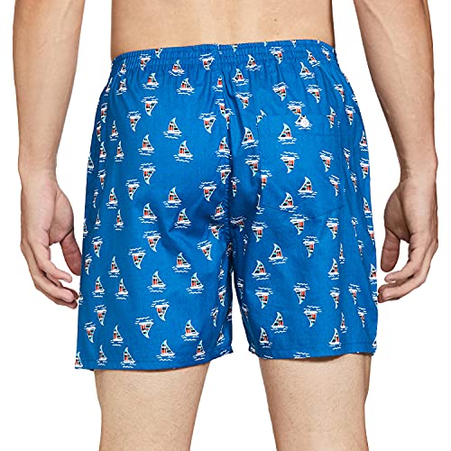 Image of Longies Pure Cotton Mens Boxers Pack of 3 Regular Shorts (LGBOXPO3V003 Carmine,Blue Sh,White3366 L)