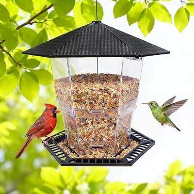 CHILDLION Bird Feeder for Outdoors Hanging,Black Hanging Wild Bird Feeders for Blue Bird, Cardinals, Finches,Wild Birds Seed Feeder, As Gift for Bird Lovers