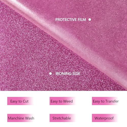 Image of HTVVETUR Glitter HTV Vinyl Rolls Heat Transfer Vinyl - 12 inch x 9ft Glitter Lilac HTV Vinyl for Shirts, Iron on Vinyl for Cameo - Easy to Cut & Weed for Heat Vinyl Design (J010 Glitter Purple-9ft)