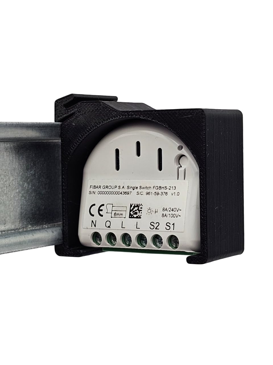 Uchwyt na szynę montażową pasuje do FIBARO Single Switch 1 - różne warianty (czarny, 90°)