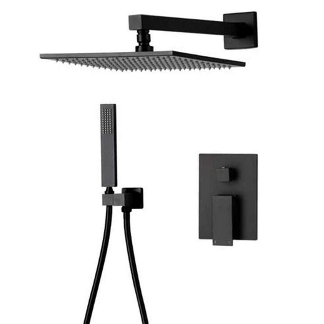 System prysznicowy ścienny z kwadratową głowicą prysznicową i ręcznym prysznicem – nowoczesny design do eleganckich łazienek