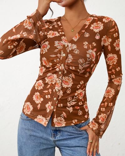 Button Down Shirts for Women Floral Boho Tops - image 3