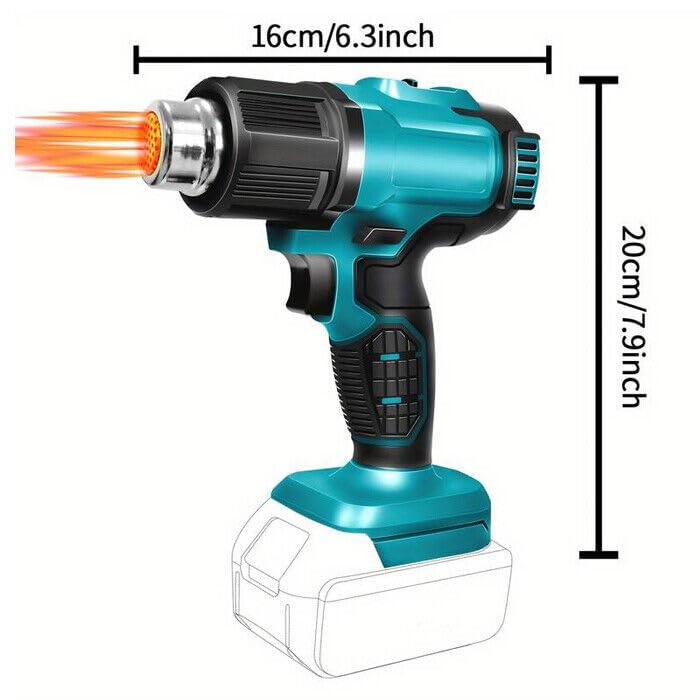 Pistola Termica ad Aria Calda Professionale, Pistola Termica con Doppia Batteria 48V, 2 Temperatura 350°/550°C, con Protezione da Sovraccarico e Blocco di Sicurezza, 3 Ugelli + Guanti Omaggio