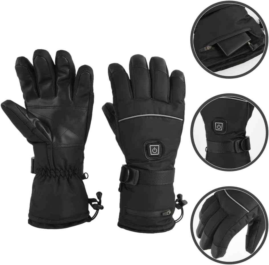 VALICLUD 1pair Heated Thermal Gloves for Men and Women Touchscreen Compatible Level Heating Outdoor Skiing and Sports Hand Warmers Soft and Pu for Cold Weather