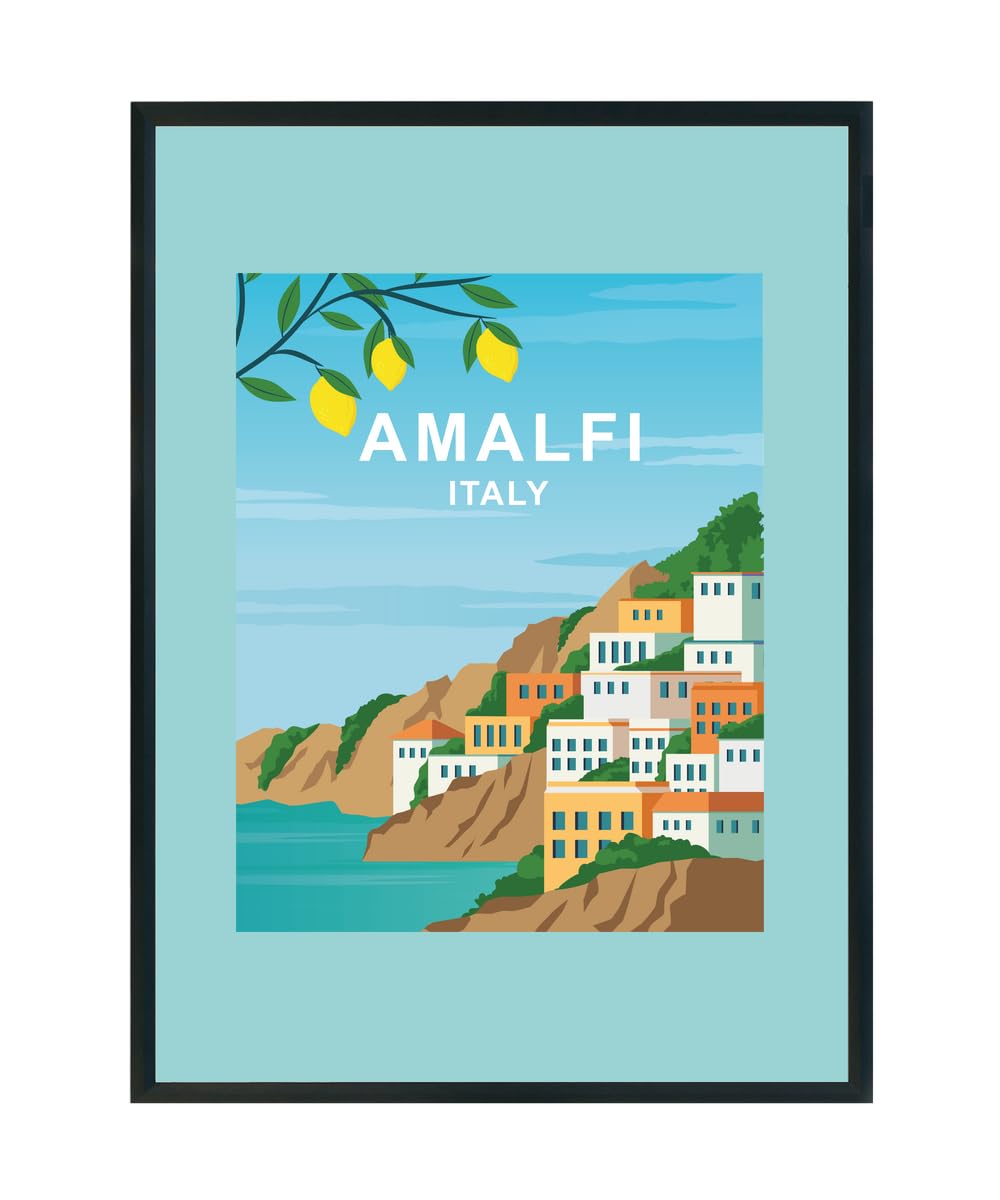 Hippowarehouse Amalfi. Seaside town in Italy Printed Poster A3 Wall Art Design Classroom Room Gym Office Décor