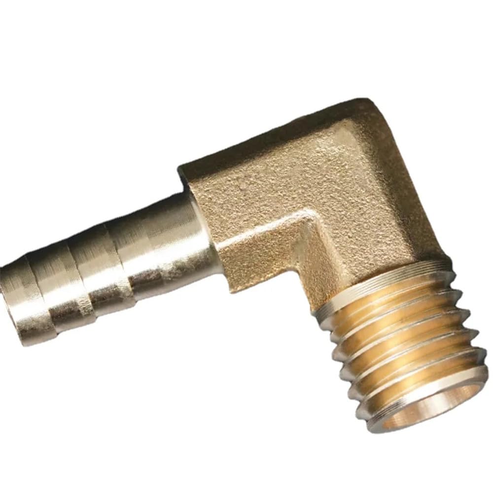 Schlauchanschluss 6 mm, 8 mm, 10 mm, 12 mm x M8, M10, M12, M14, M16 metrisches Außengewinde Messing Winkelrohrverschraubung Adapter Kupplungsverbinder