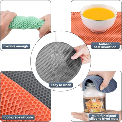 Image of Afrodite 4 PCS Silicone Trivet Mats, Food Grade Silicone, BPA Free, Versatile Silicone Hot Pads for Kitchen, Suitable for Fondue Mats, Can Openers and Spoon Rests
