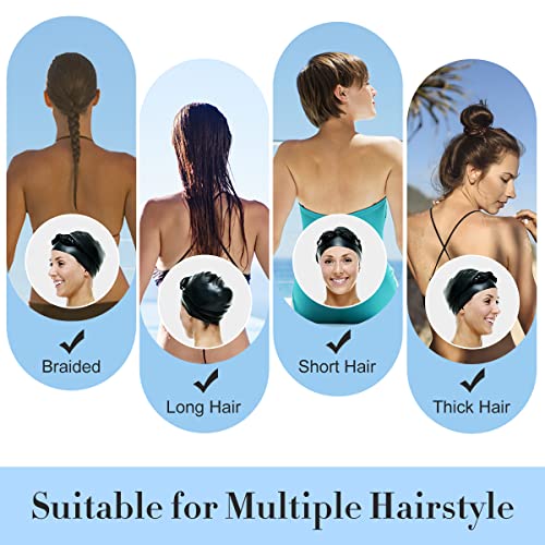 Unisex Silicone Swim Cap Comfortable Swimming Cap For Women And Men Waterproof Bathing Cap Adult Swimming Caps Ear Protection Elastic Swim Cap For Long Hair White One Size #TOP4