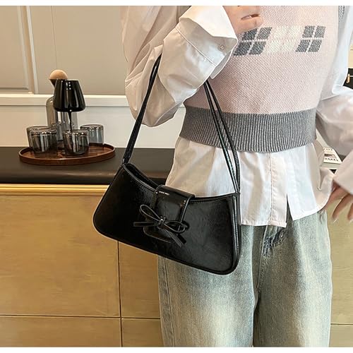 Image of Shoulder Bag for Women Coquette Bow Purse | Y2K Trendy, PU Leather, Small Cute Bag, Mini Hobo Handbag