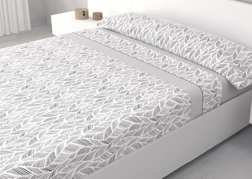 HM'S HOME'SECRET Juego de Sábanas de 100% Microfibra, 3 Piezas, Varios Modelos y Tamaños. (Tasmania Gris, Cama 180cm)