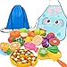 Kinder Küchenspielzeug Zubehör Set Kinderküche Spielzeug ab 2 3 4 Jahre Kinderspielzeug Schneiden Obst Pizza Kinderküchenspielzeug Baby Lebensmittel Küchenzubehör Montessori Kleinkinder Spielzeugküche
