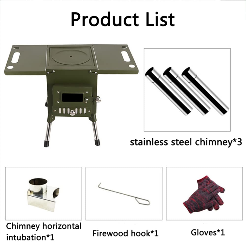 Réchaud à Bois pour Tente d'extérieur avec 3 cheminées Construction en Acier Inoxydable de précision pour Tente Poêles à Bois pour Chauffage Domestique Camping Pêche sur Glace Cuisine Randonnée Voya