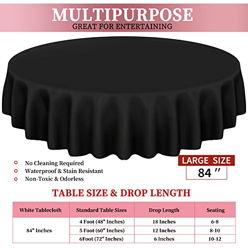 6 Pack Round Plastic Tablecloth 84" Black Disposable Table Covers Waterproof Table Cloths For Round Table And 6 Pack 12"X72" Black And White Striped Polyester Table Runners For Parties Birthday Picnic #TOP3