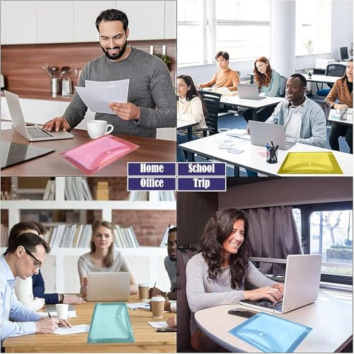 Image of Shuban Document File Folders with Snap Button Closure, Waterproof Plastic Envelope Pouches for Letter /A4 Size Paper, Assorted Transparent Colors (Style-2-Floral Dandelion Design Folder-5Pcs-Mix Color)