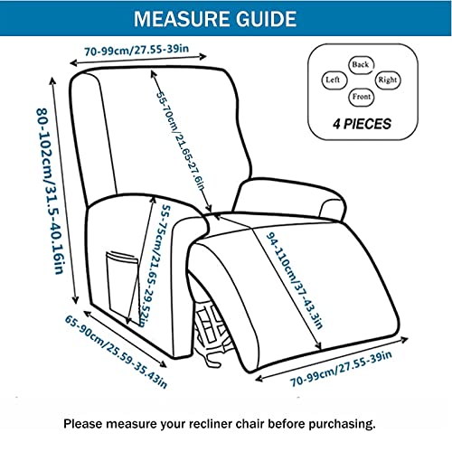 Image of Eco-Ancheng Recliner Slipcovers 4-Pieces Lazyboy Recliner Covers Recliner Couch Covers Recliner Chair Cover Non Slip Reclining Slipcovers with Storage Pockets Furniture Protector for Living Room