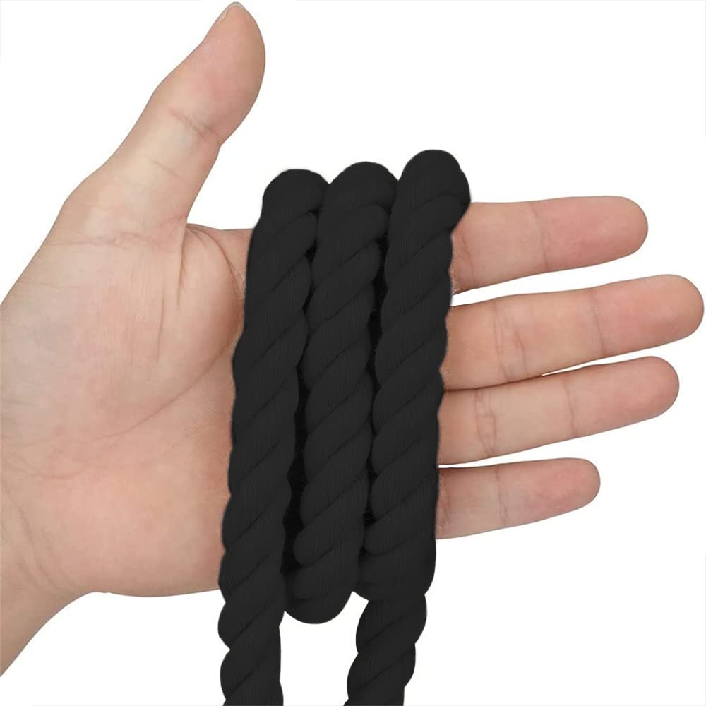 Cotton Rope, 20mm*5m Feet Soft Cotton Rope, Black 6mm Long Rope Thick Craft Cord for All Purpose Crafts Wall Hanging