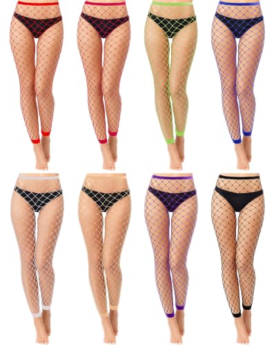 Image of Hicarer 8 Pairs Colored Footless Fishnet Tights for Women