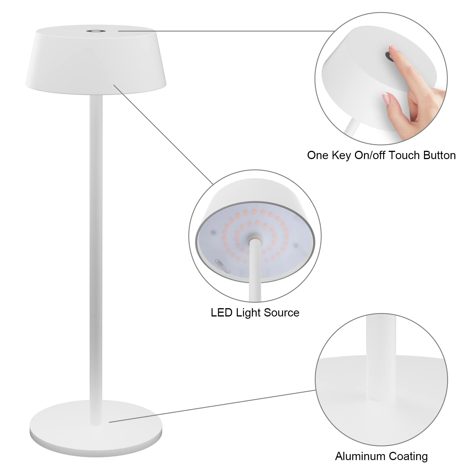 K-Bright 2 pezzi Lampada da tavolo, Luce calda Colore 3000K, Impermeabile IP54 lampade da tavolo senza fili, Ideale per cene in giardino, pub, feste, terrazze(Bianco)