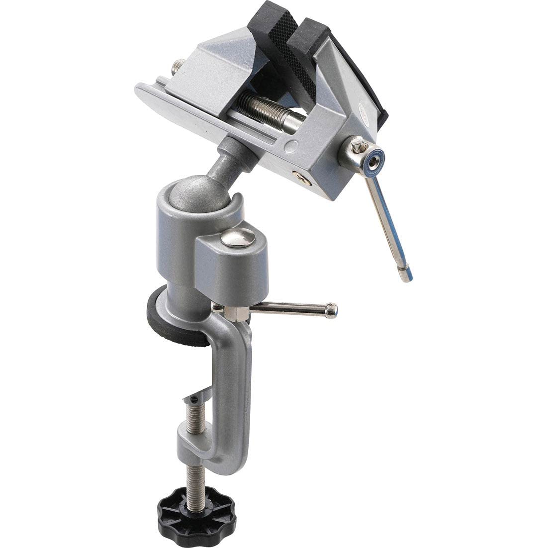 OC-PRO Etau d'établi Articulation pivotante et inclinable sur rotule 360° 70 mm Argent, Noir