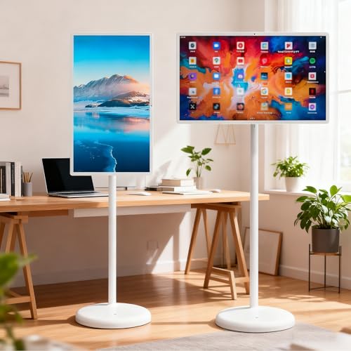 Televisor Inteligente Portátil Con Pantalla Táctil, Ruedas Para Facilitar Su Transporte, Batería Integrada De 7800 Mah, Cambio Entre Modo Horizontal Y Vertical, Apto Para Uso Doméstico 8+128GB