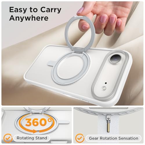 SURPHY Stand Case for iPhone Air Case Compatible with MagSafe (6.5 inch 2025), 360° Rotatable Ring Kickstand Phone Cases for 17 Air, Stand White by SURPHY - Image 7