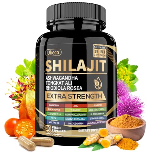 Uheco Shilajit Supplement with Sea Moss, Ashwagandha, Tongkat Ali - Shilajit Pure Himalayan Organic...