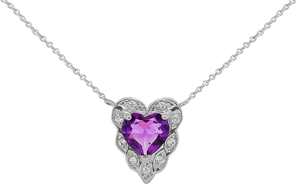 Claddagh Gold Fine Sterling Silver Diamond Heart-Shaped Personalized Genuine Birthstone Necklace