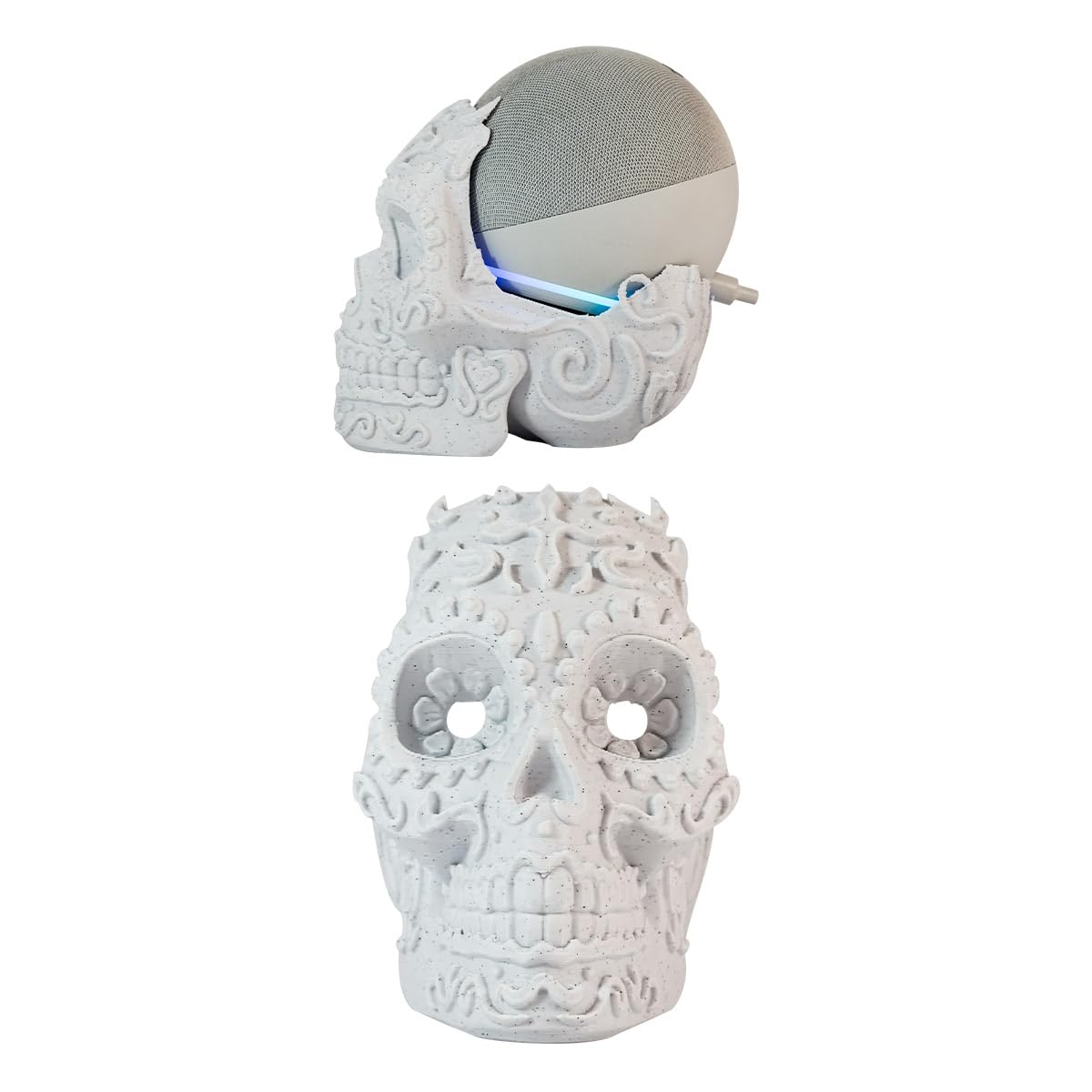 impremli Base for Alexa Echo Dot 4G and 5G Ornamental Skull Type (Granite White)