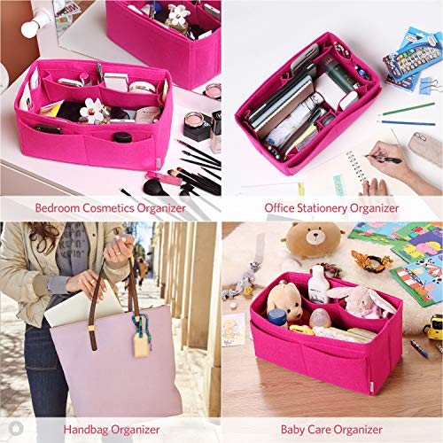 Image of Felt Purse Organizer, Bag in Bag Organizer For Tote & Handbag, Speedy, Neverfull, Medium Large Extra Large (Large, Rose)