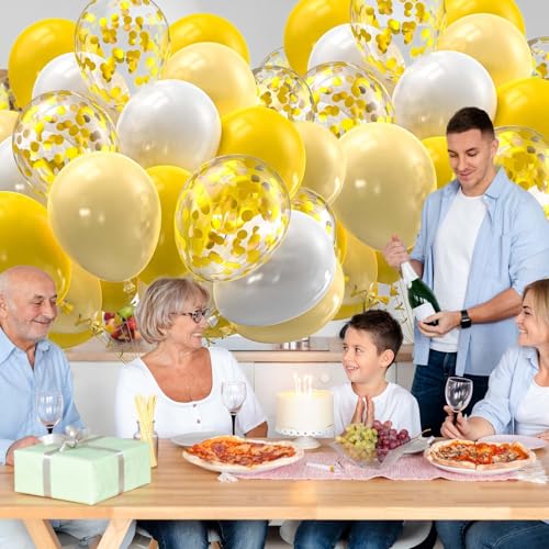 Image of 60PCS White and Gold Balloons,Gold Confetti Balloons White and Gold Balloon Arch Kit,Suitable for Wedding Birthday Party Graduation Engagement Bridal Shower Decorations