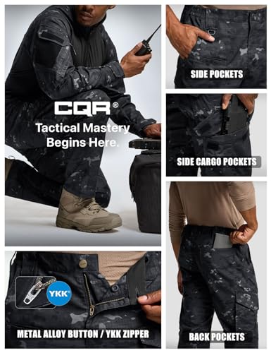 Image of CQR Men's Flex Ripstop Tactical Pants, Water Resistant Stretch Cargo Pants, Lightweight EDC Hiking Work Pants
