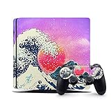 ZOOMHITSKINS PS4 Slim Console and Controller Skins, Moon Black Design, Durable, Bubble-Free Goo-Free, 1 Console Skin 2 Controller Skins, Made in USA