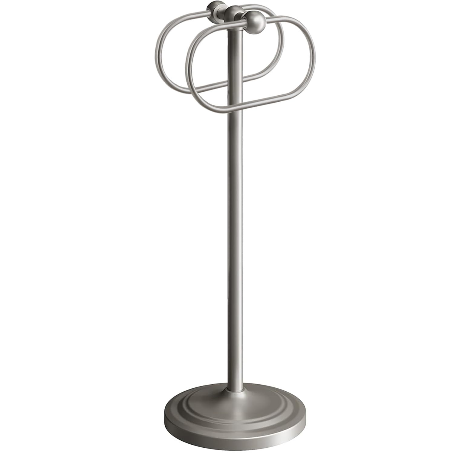 Toallero de mano de acero inoxidable de 44 cm, doble soporte, para paños o paños de cocina, base antideslizante, toallero de pie para baño, cocina (cepillado)