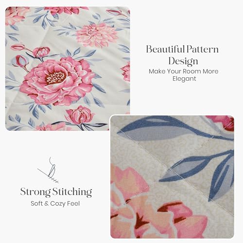 Image of FRESH FROM LOOM Microfiber All Seasons Collection Micro Fiber Comforter | Dohar | Quit | Double Bed | Double Weaved | Washable | Hypoallergenic Skin Friendly (Rose-OffWhite | 90x95 in)