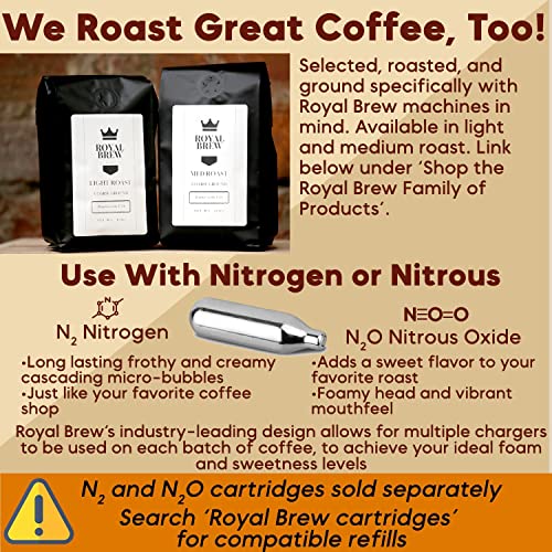 The Original Royal Brew Nitro Cold Brew Coffee Maker - Gift for Coffee Lovers - Quality Nitro Coffee at Home - 64 oz Home Keg, Nitrogen Gas System Dispenser Kit